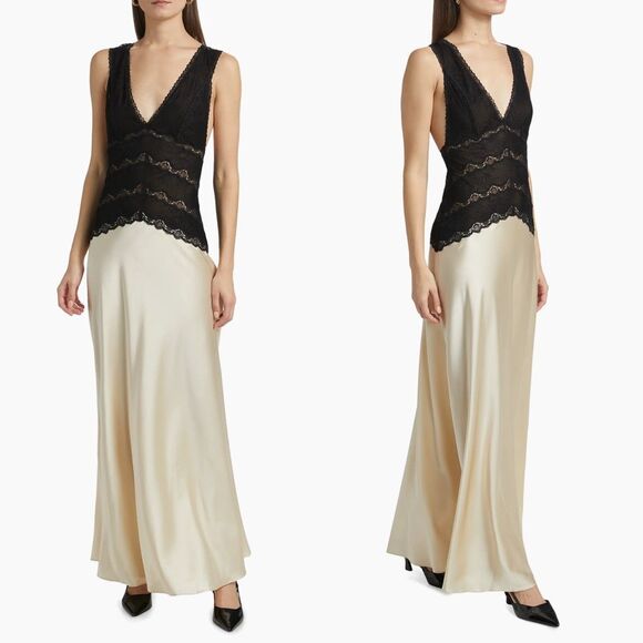 Ronny Kobo Nalla Lace Silk Maxi Dress Size M $548 - Picture 2 of 11